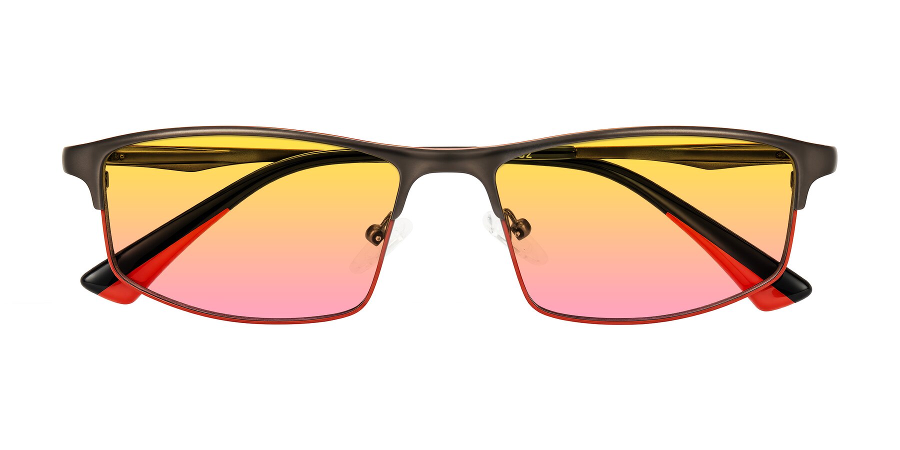 Folded Front of Monnow in Gray/Red with Yellow / Pink Gradient Lenses