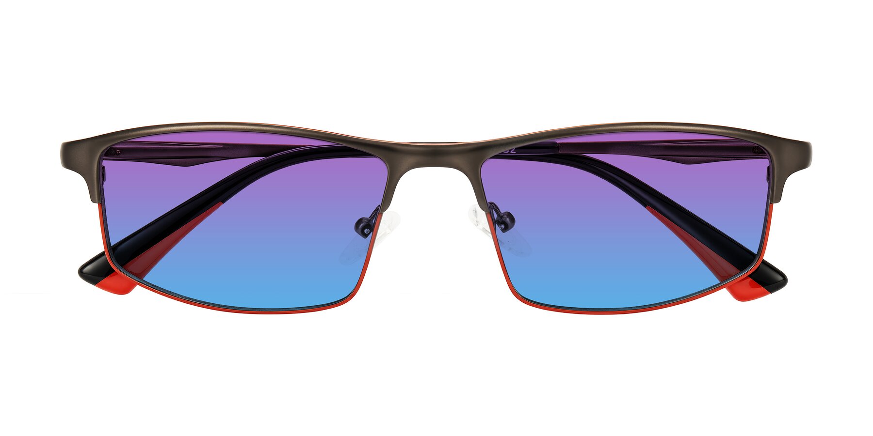 Folded Front of Monnow in Gray/Red with Purple / Blue Gradient Lenses