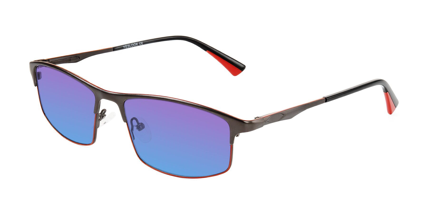 Angle of Monnow in Gray/Red with Purple / Blue Gradient Lenses