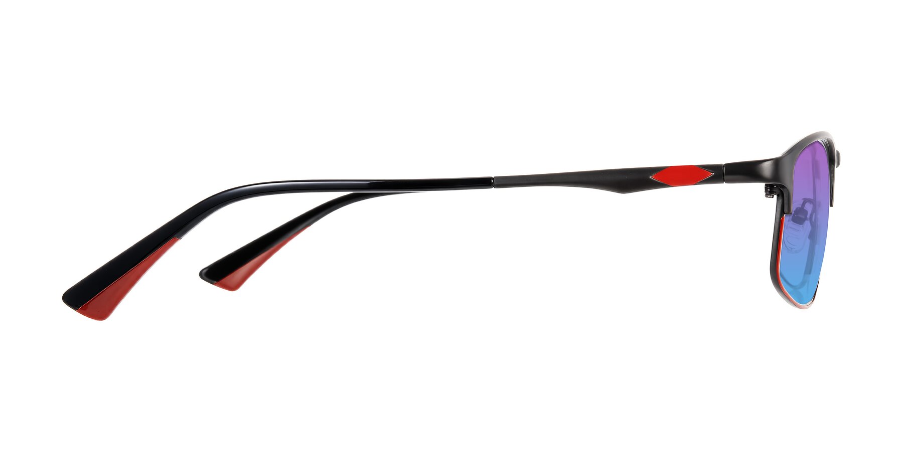 Side of Monnow in Gray/Red with Purple / Blue Gradient Lenses
