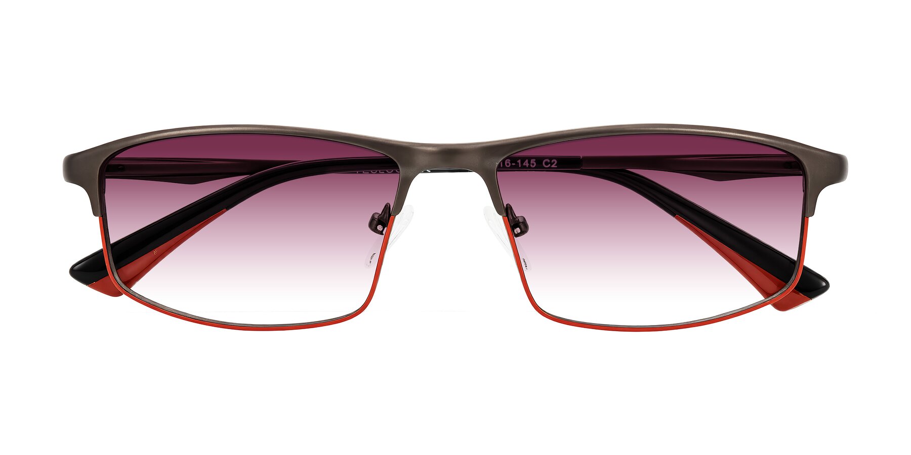 Folded Front of Monnow in Gray/Red with Wine Gradient Lenses