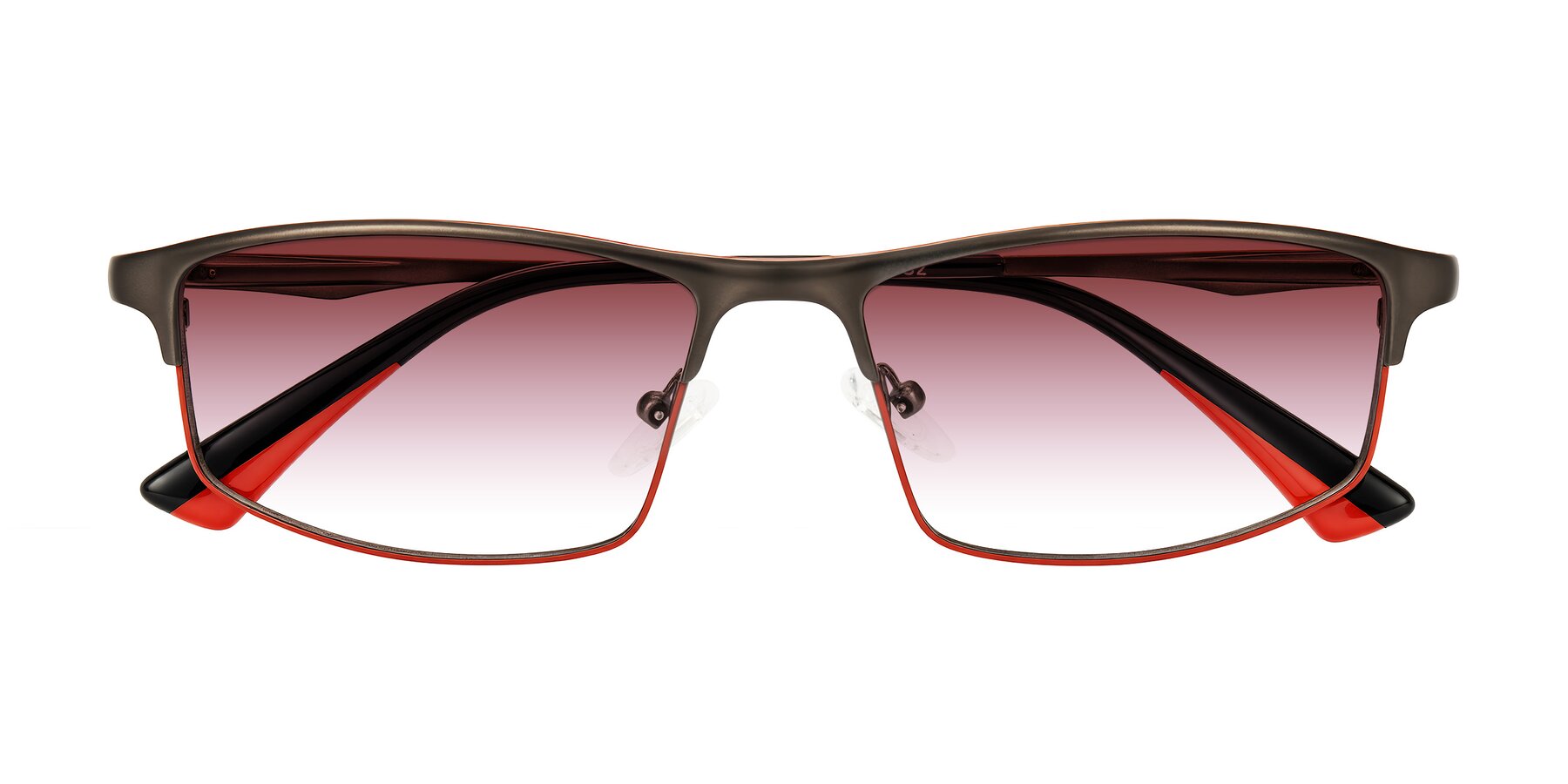 Folded Front of Monnow in Gray/Red with Garnet Gradient Lenses