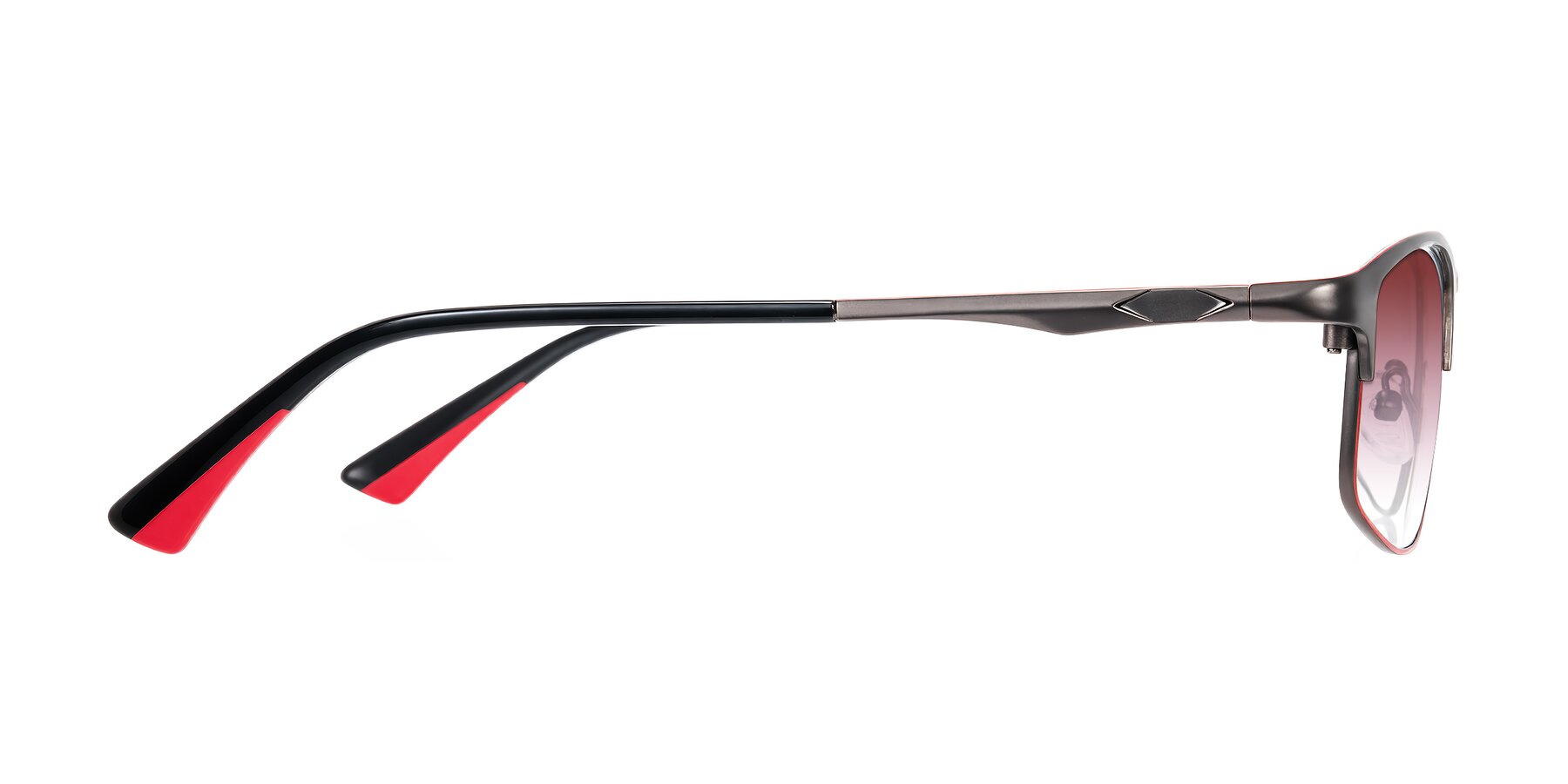 Side of Monnow in Gray/Red with Garnet Gradient Lenses