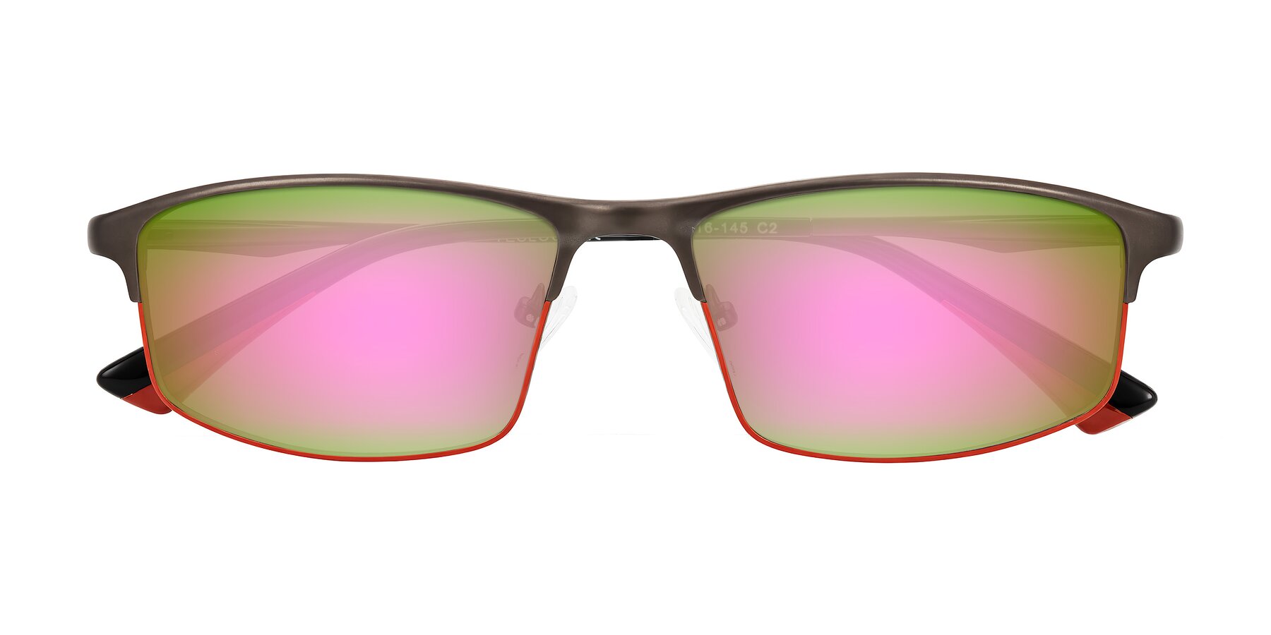 Folded Front of Monnow in Gray/Red with Pink Mirrored Lenses
