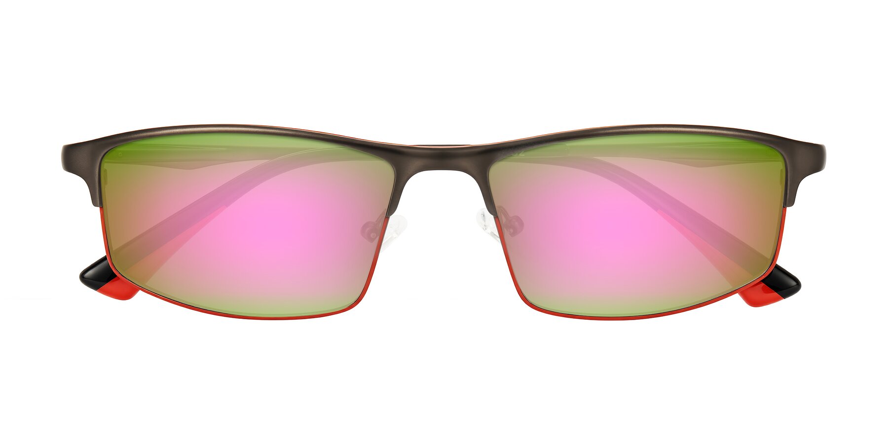 Folded Front of Monnow in Gray/Red with Pink Mirrored Lenses