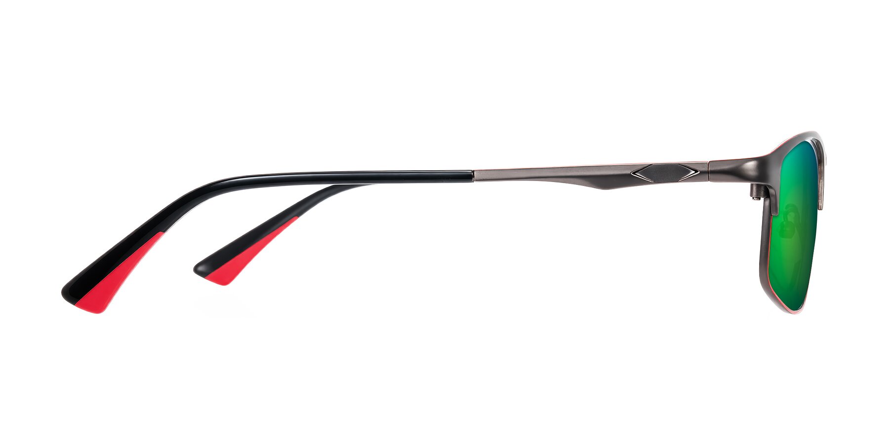 Side of Monnow in Gray/Red with Green Mirrored Lenses