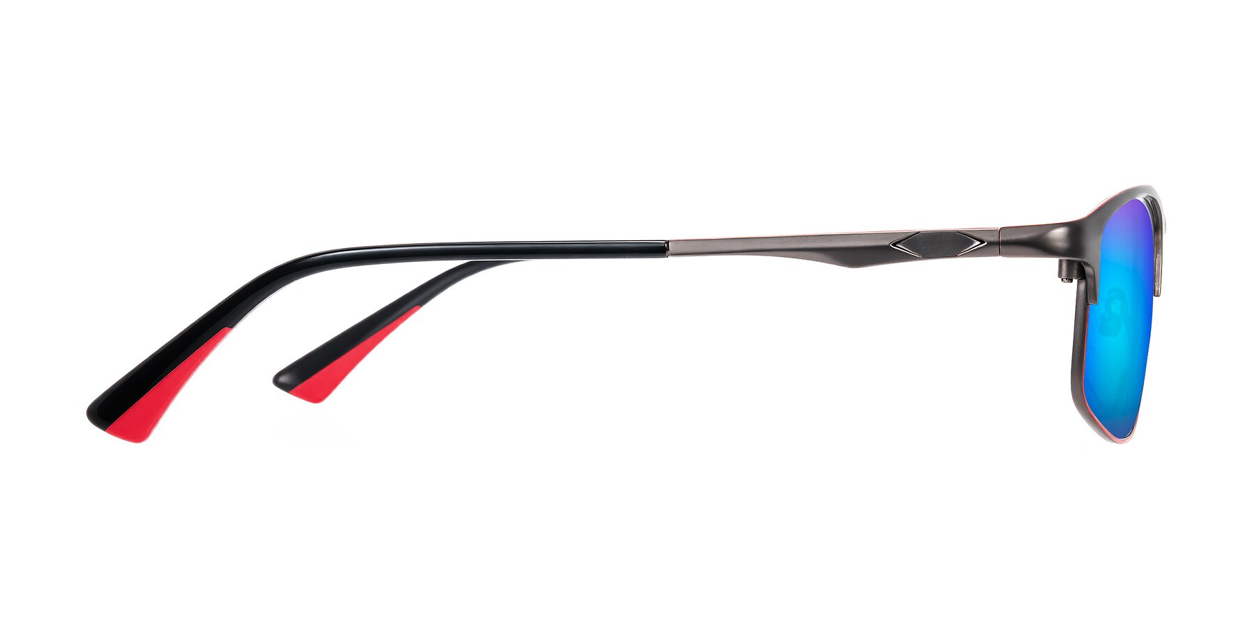 Side of Monnow in Gray/Red with Blue Mirrored Lenses