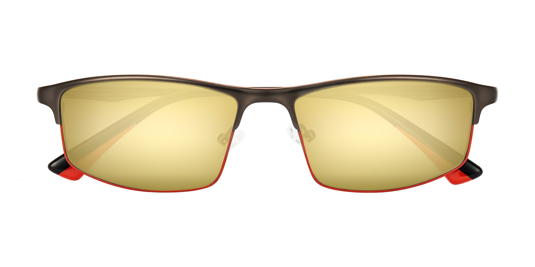 Folded Front of Monnow in Gray/Red with Gold Mirrored Lenses