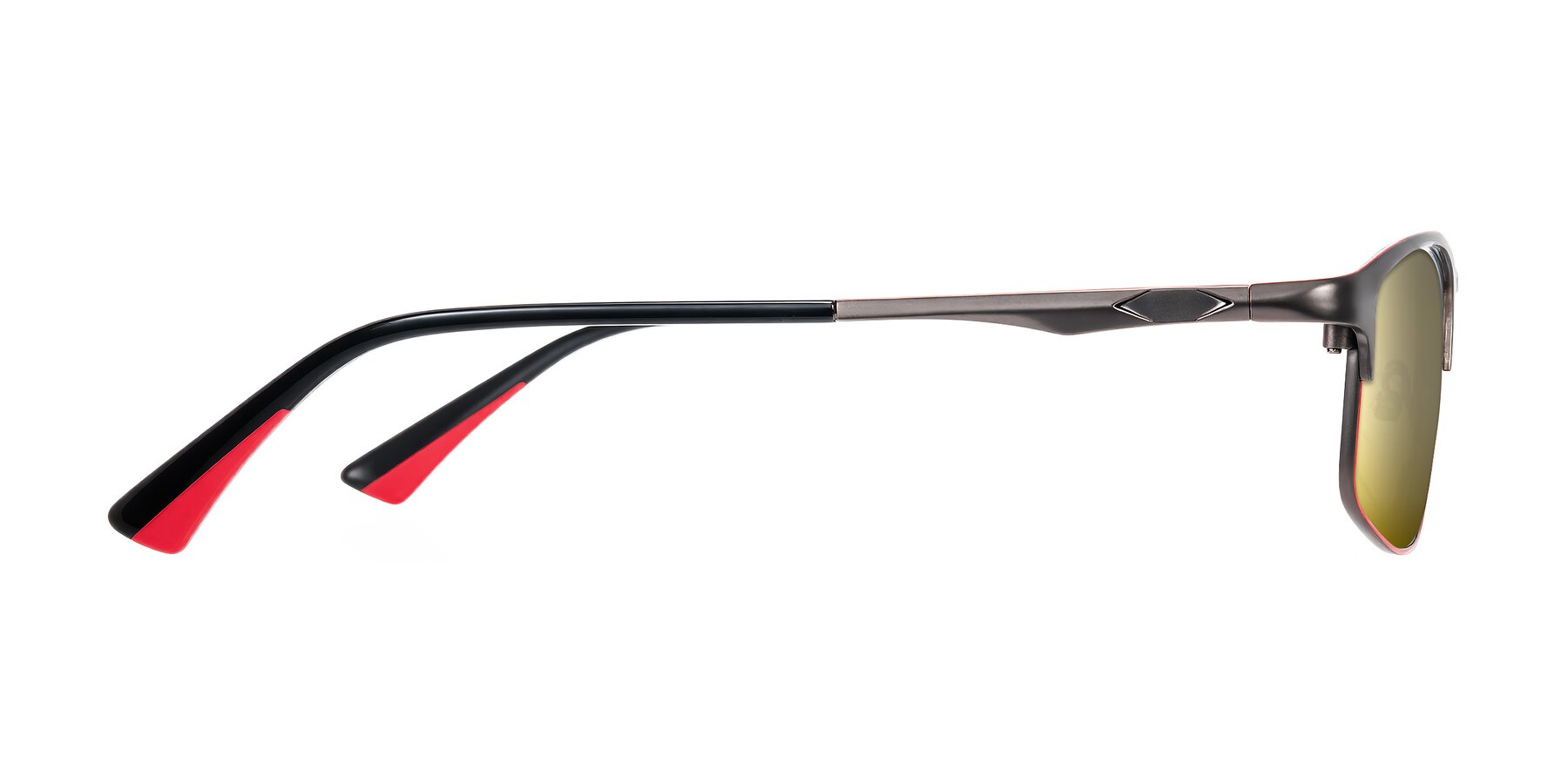 Side of Monnow in Gray/Red with Gold Mirrored Lenses