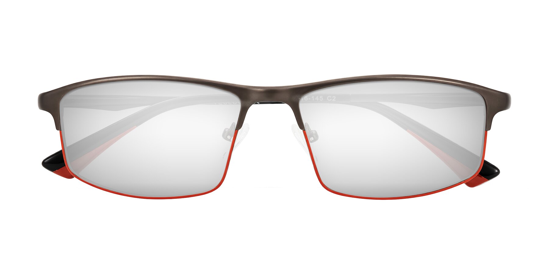 Folded Front of Monnow in Gray/Red with Silver Mirrored Lenses