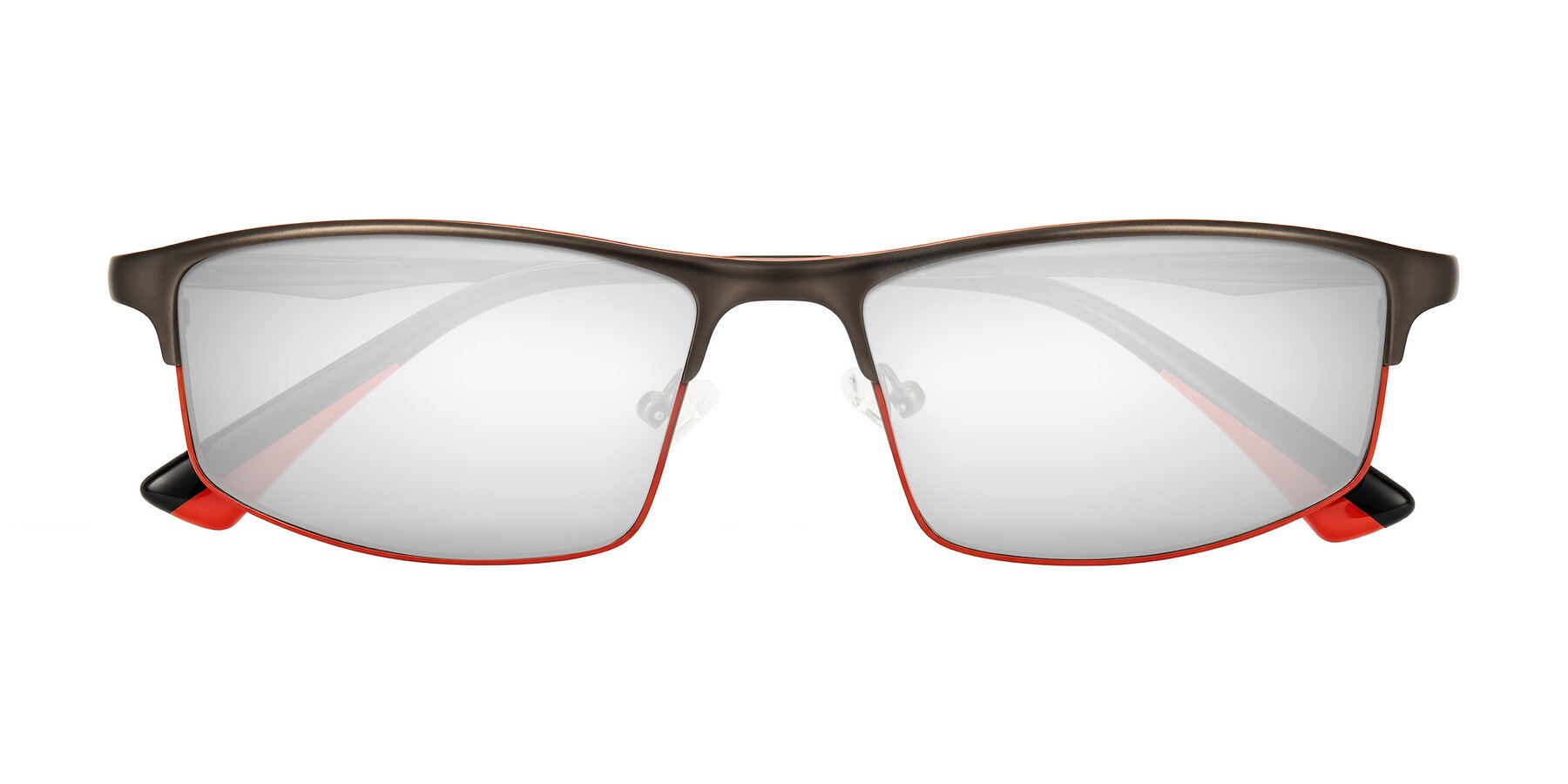 Folded Front of Monnow in Gray/Red with Silver Mirrored Lenses