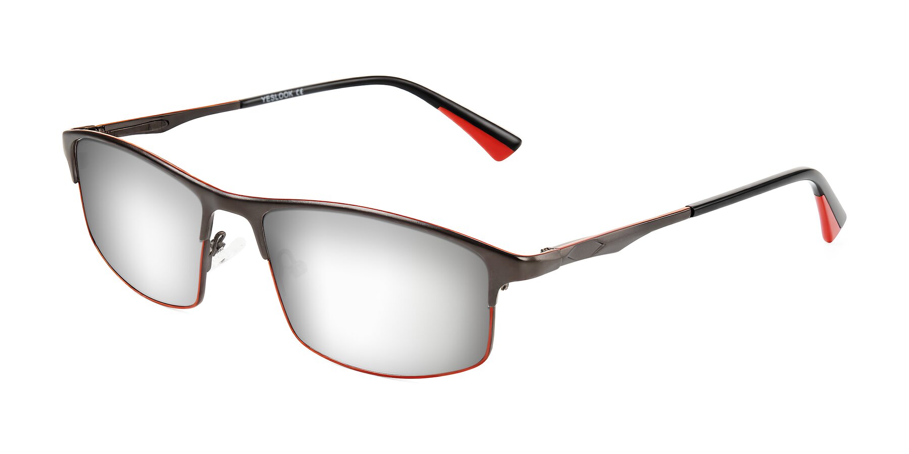 Angle of Monnow in Gray/Red with Silver Mirrored Lenses