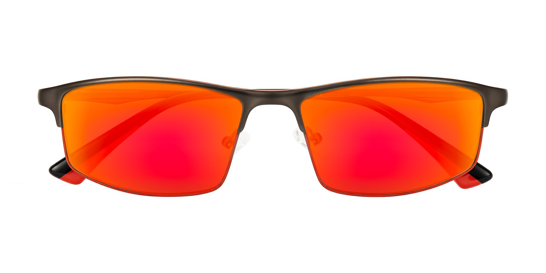 Folded Front of Monnow in Gray/Red with Red Gold Mirrored Lenses