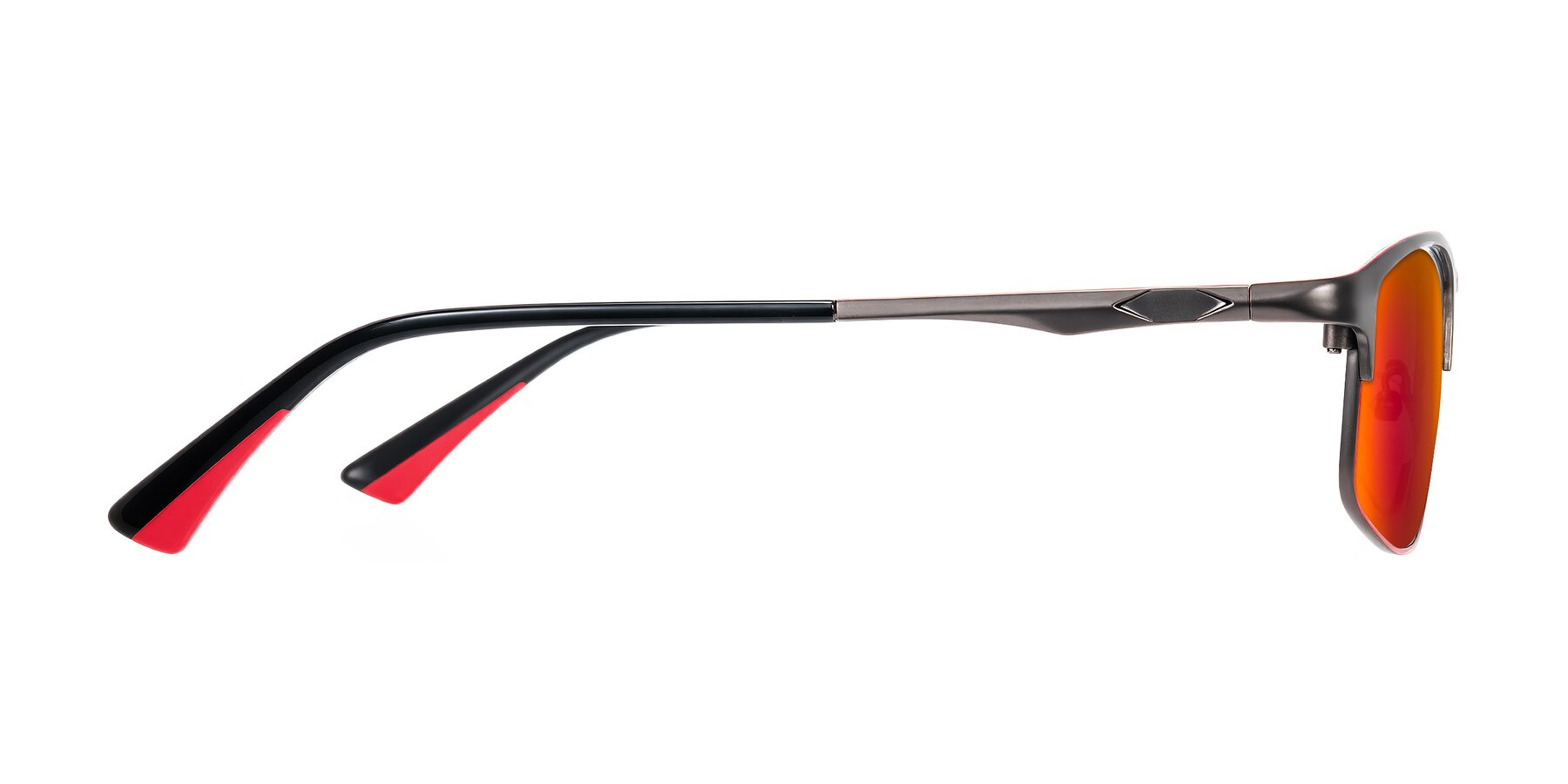 Side of Monnow in Gray/Red with Red Gold Mirrored Lenses