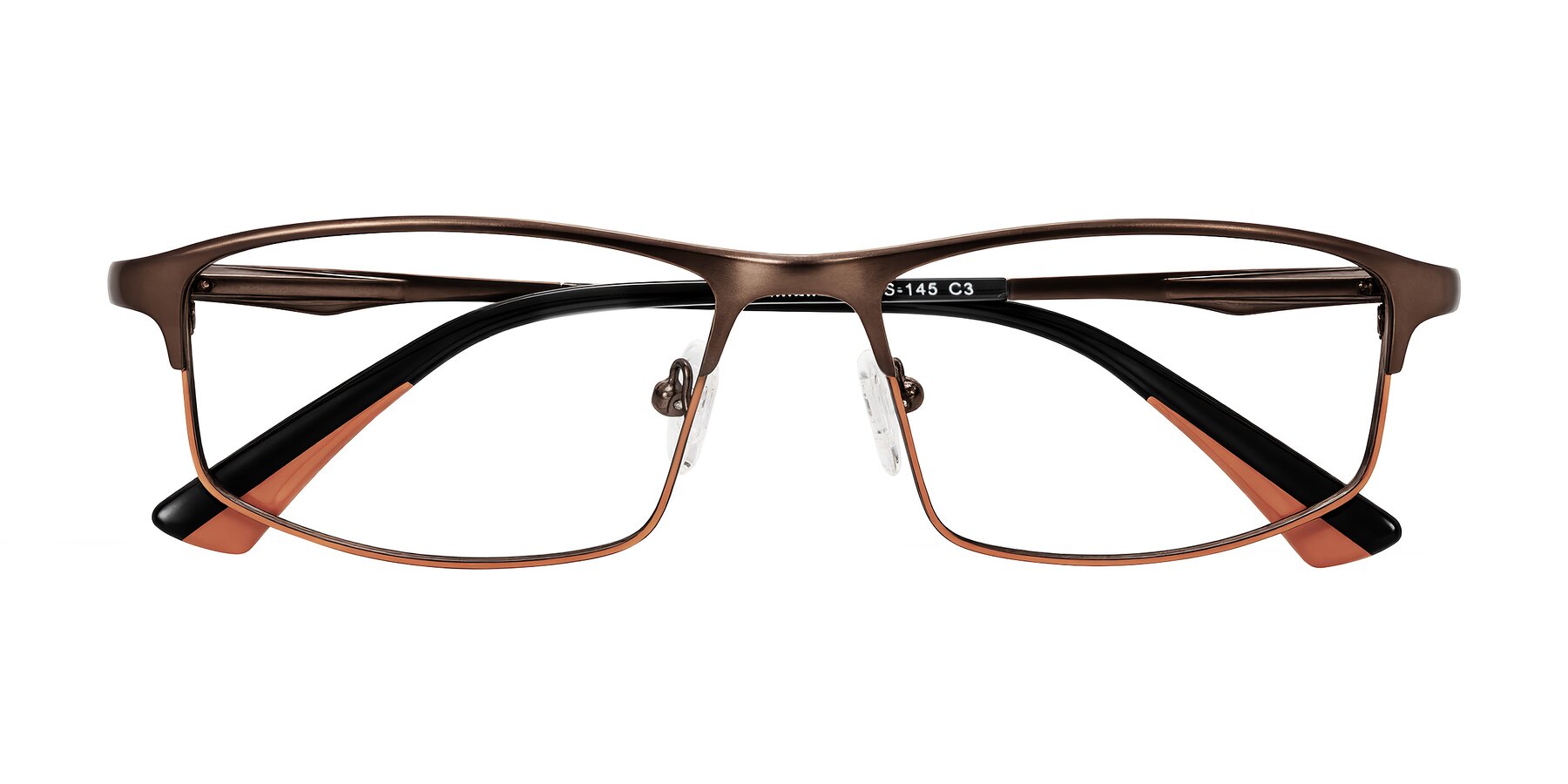 Folded Front of Monnow in Brown/Orange with Clear Reading Eyeglass Lenses
