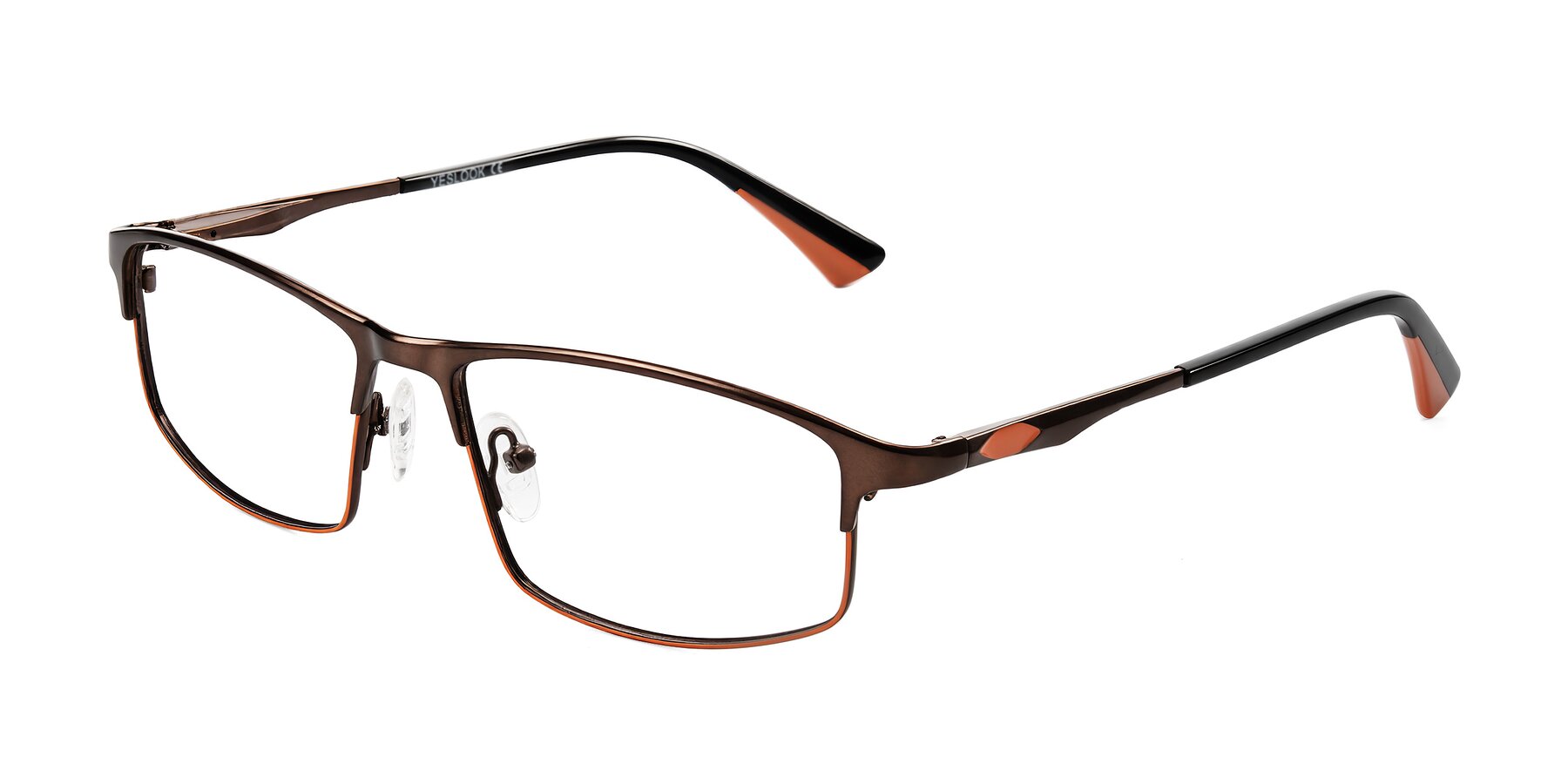 Angle of Monnow in Brown/Orange with Clear Reading Eyeglass Lenses