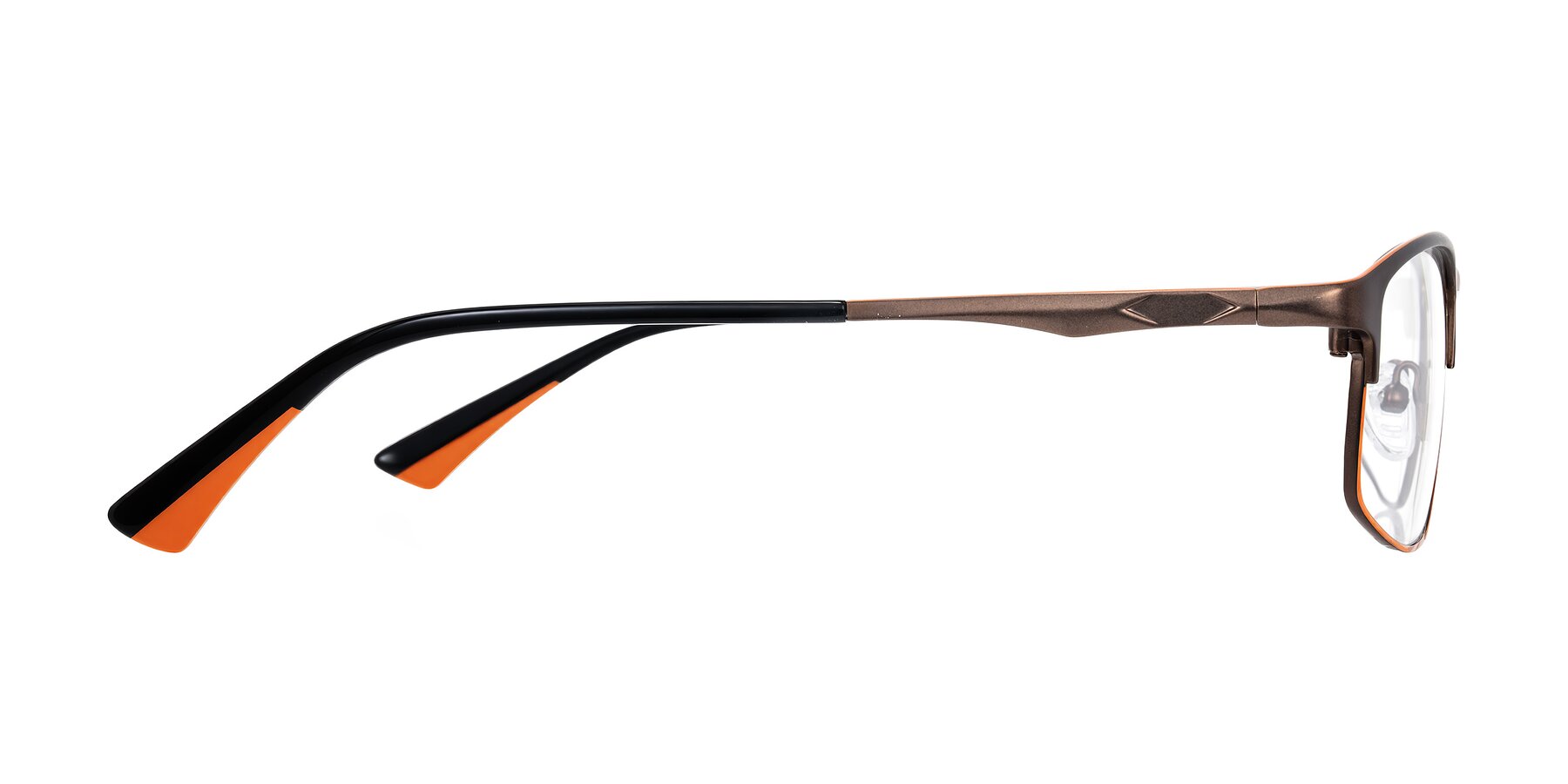 Side of Monnow in Brown/Orange with Clear Blue Light Blocking Lenses