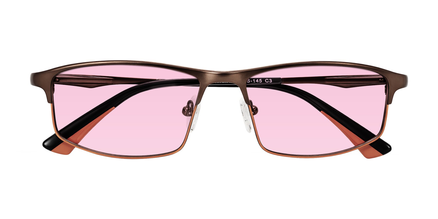 Folded Front of Monnow in Brown/Orange with Light Pink Tinted Lenses