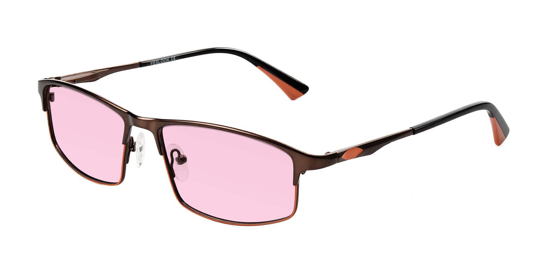 Angle of Monnow in Brown/Orange with Light Pink Tinted Lenses