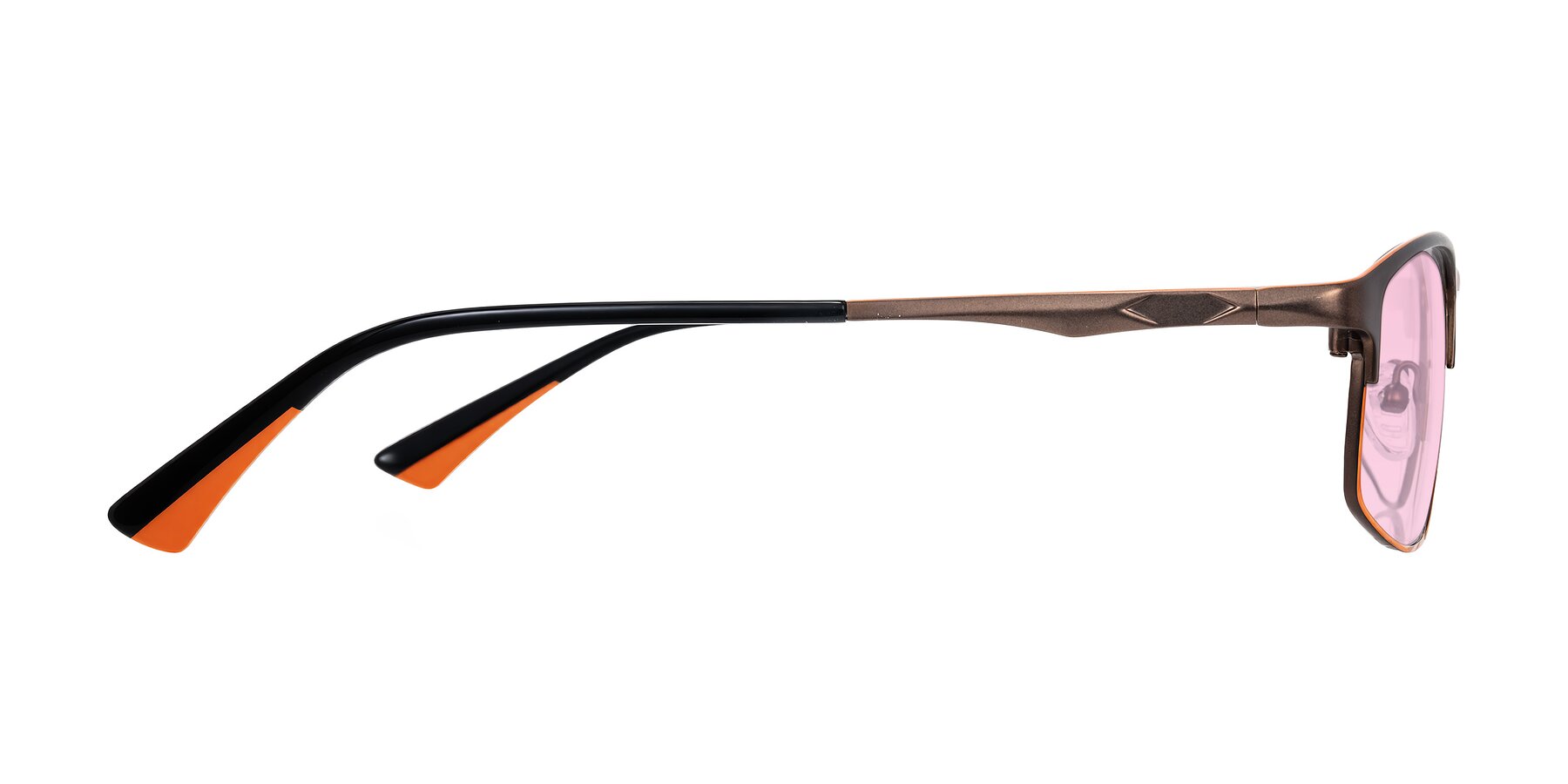 Side of Monnow in Brown/Orange with Light Pink Tinted Lenses
