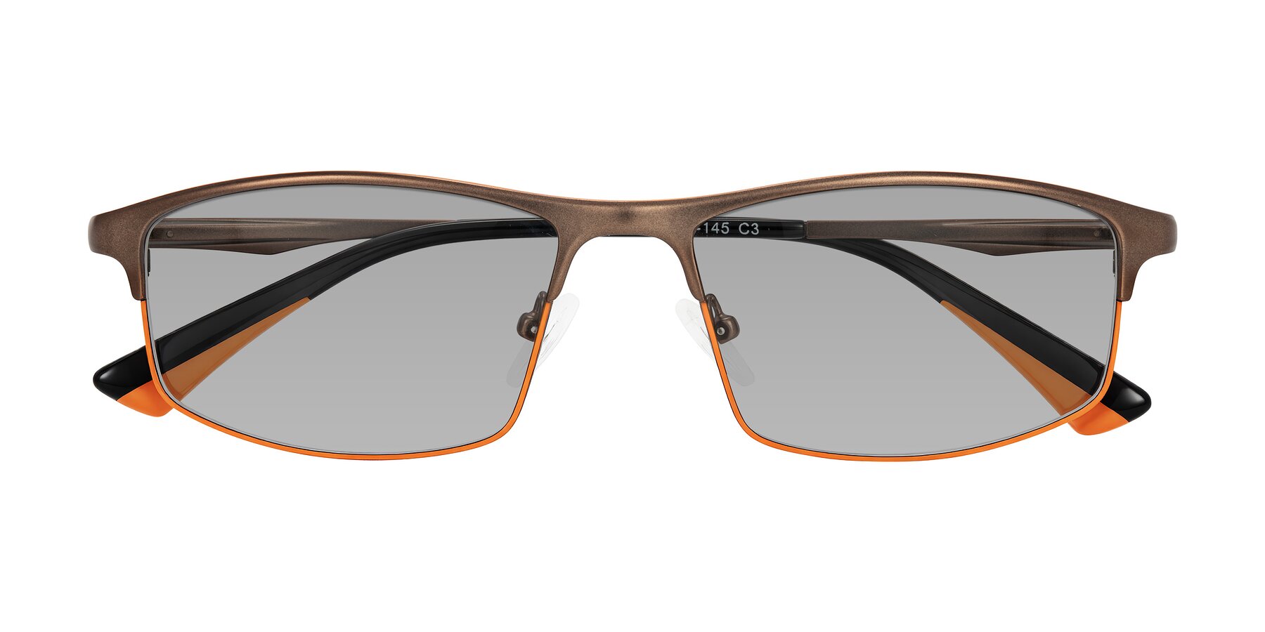 Folded Front of Monnow in Brown/Orange with Light Gray Tinted Lenses