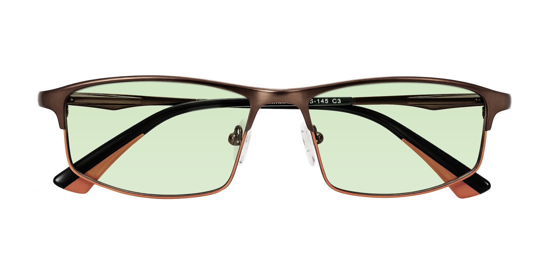 Folded Front of Monnow in Brown/Orange with Light Green Tinted Lenses