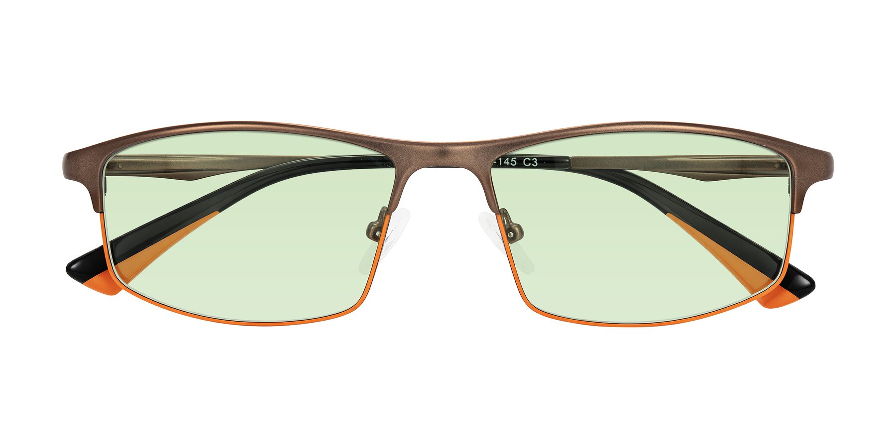 Folded Front of Monnow in Brown/Orange with Light Green Tinted Lenses