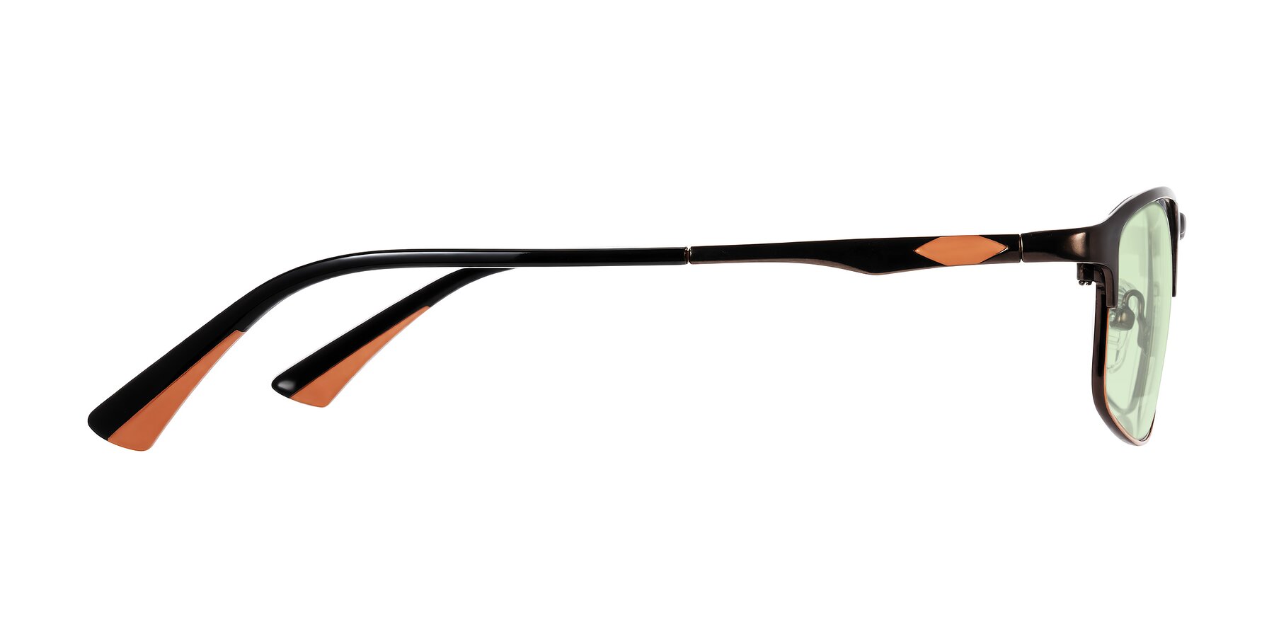 Side of Monnow in Brown/Orange with Light Green Tinted Lenses