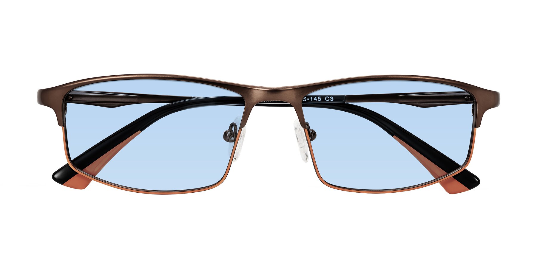 Folded Front of Monnow in Brown/Orange with Light Blue Tinted Lenses