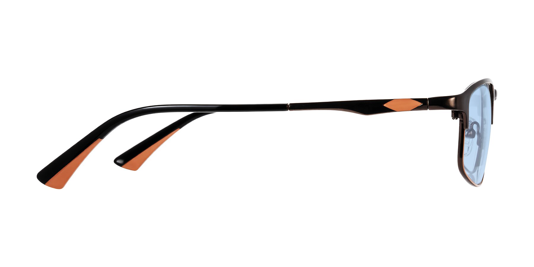 Side of Monnow in Brown/Orange with Light Blue Tinted Lenses