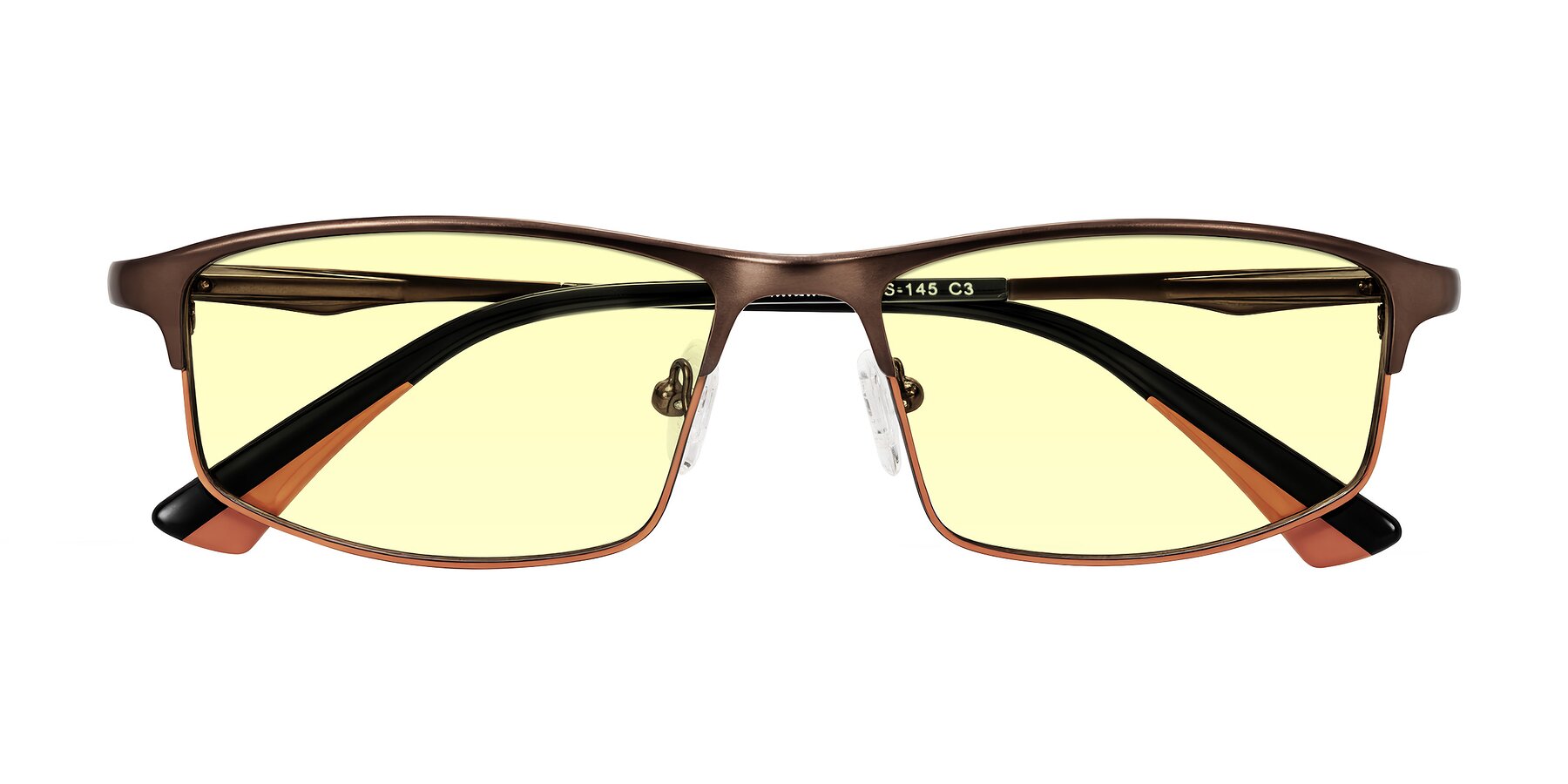 Folded Front of Monnow in Brown/Orange with Light Yellow Tinted Lenses