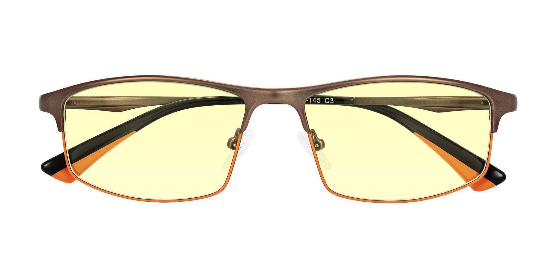 Folded Front of Monnow in Brown/Orange with Light Yellow Tinted Lenses