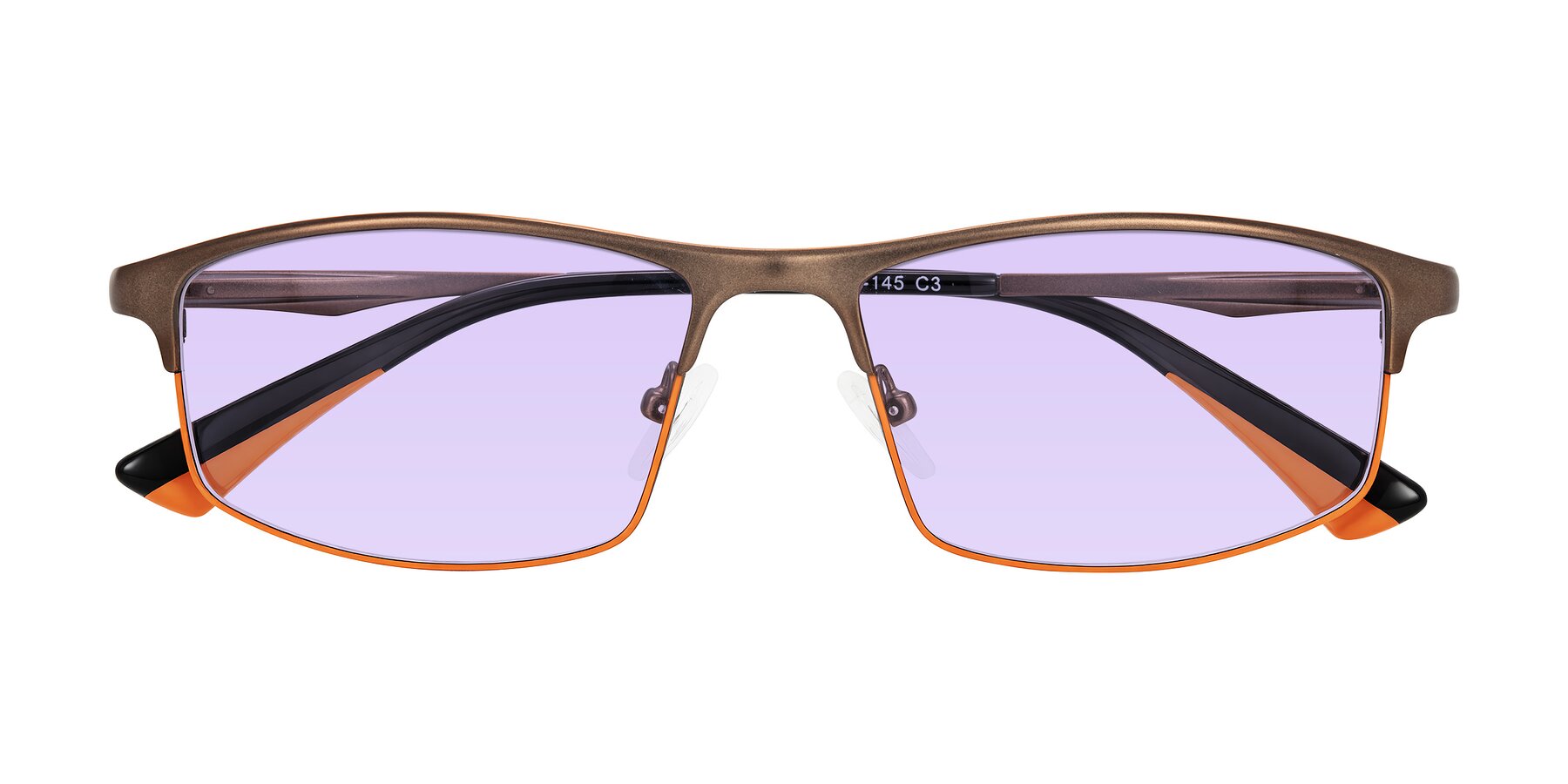 Folded Front of Monnow in Brown/Orange with Light Purple Tinted Lenses