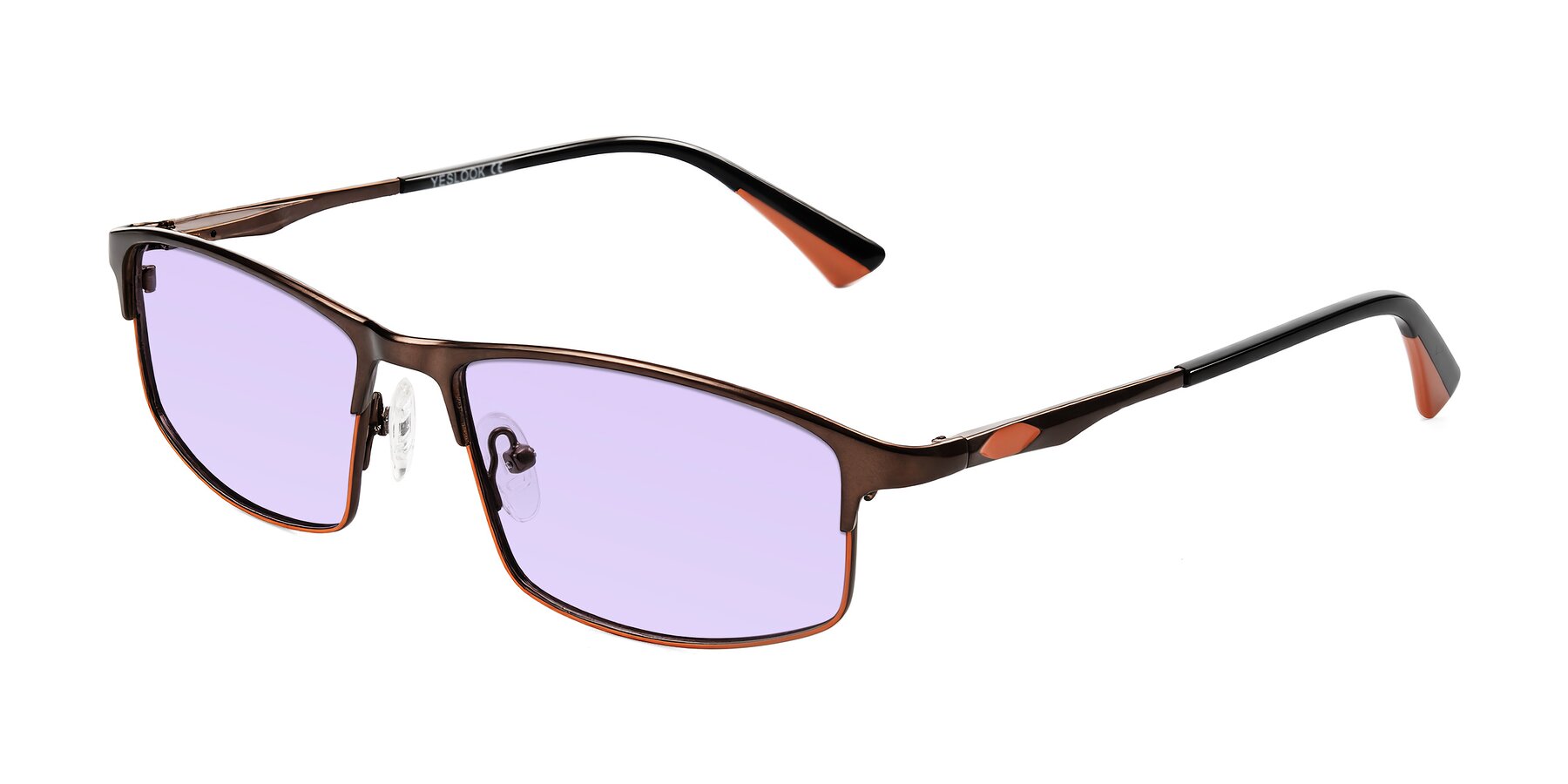 Angle of Monnow in Brown/Orange with Light Purple Tinted Lenses