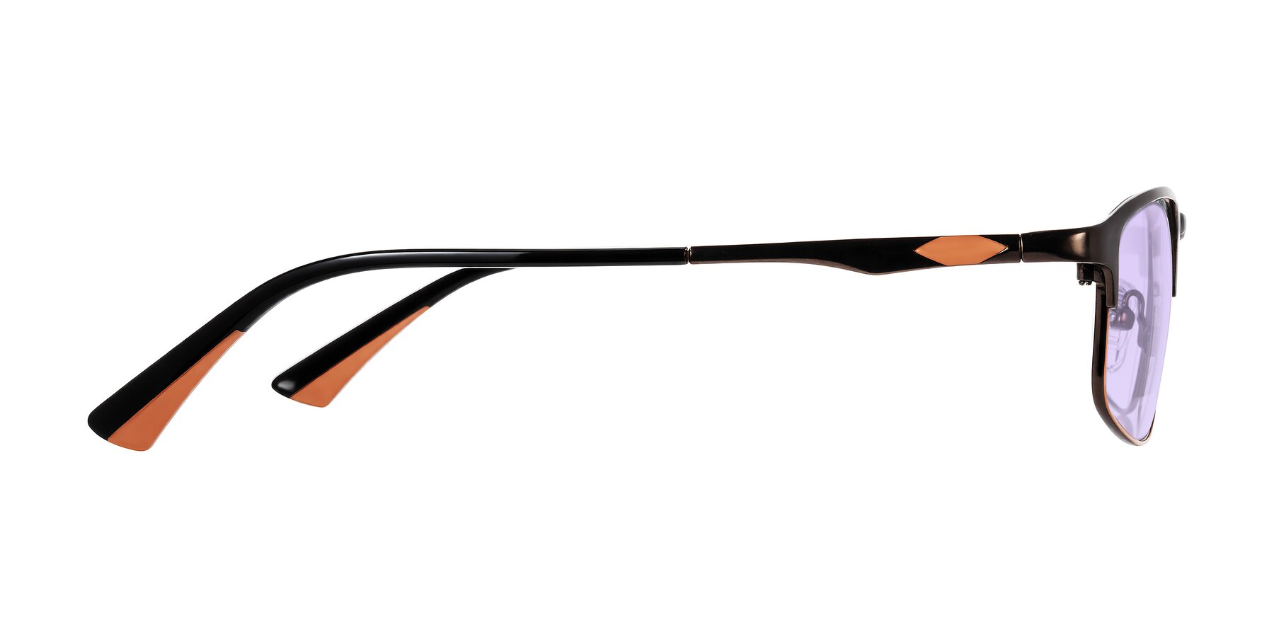 Side of Monnow in Brown/Orange with Light Purple Tinted Lenses