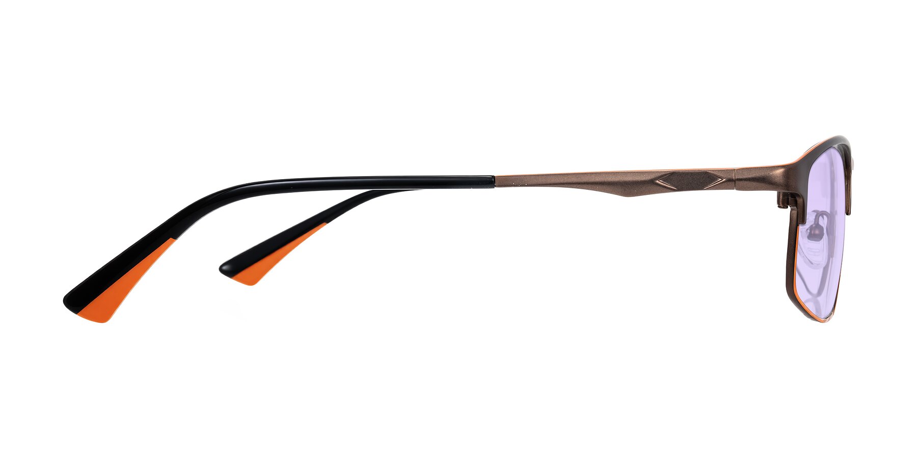Side of Monnow in Brown/Orange with Light Purple Tinted Lenses