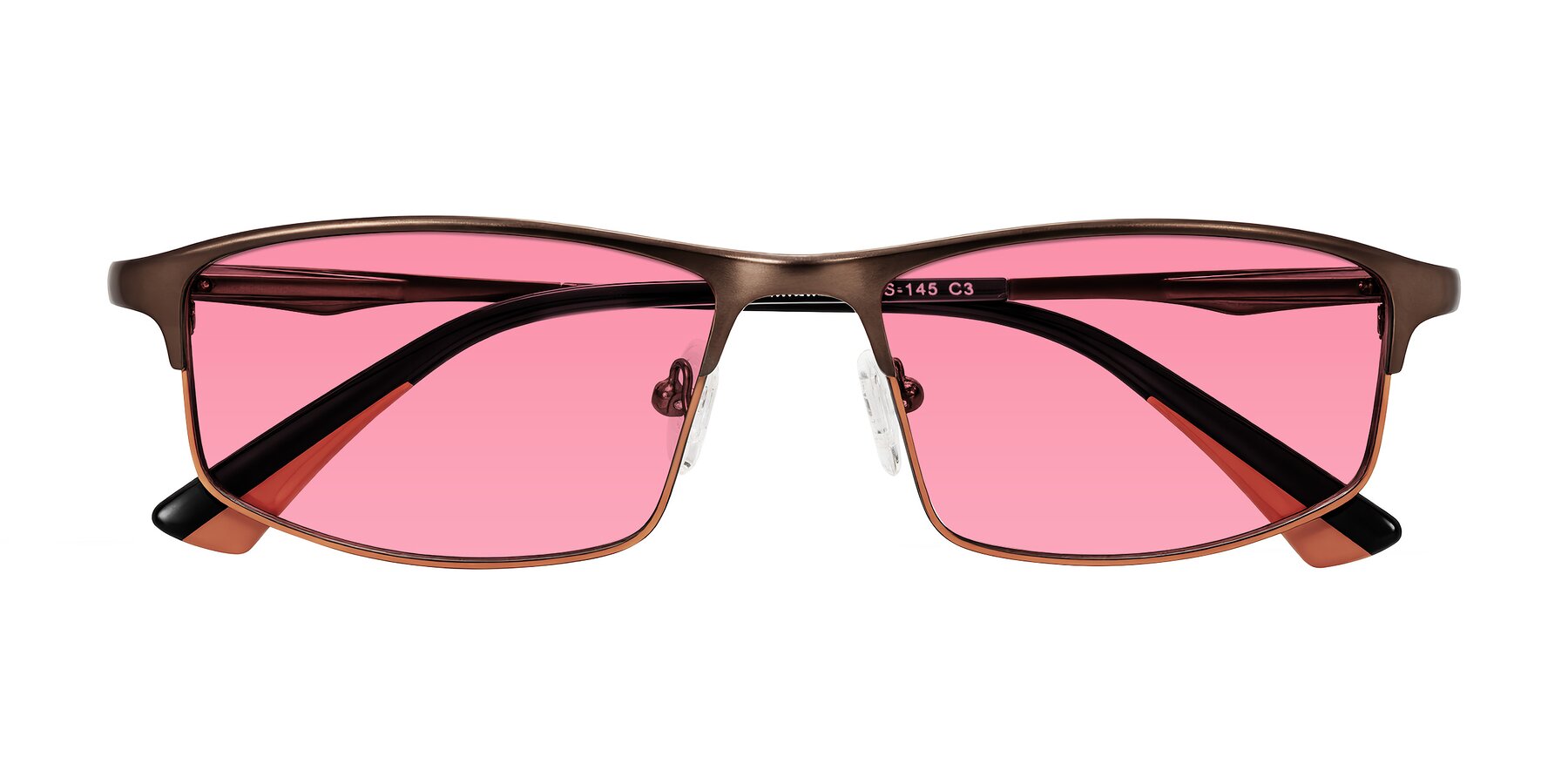 Folded Front of Monnow in Brown/Orange with Pink Tinted Lenses