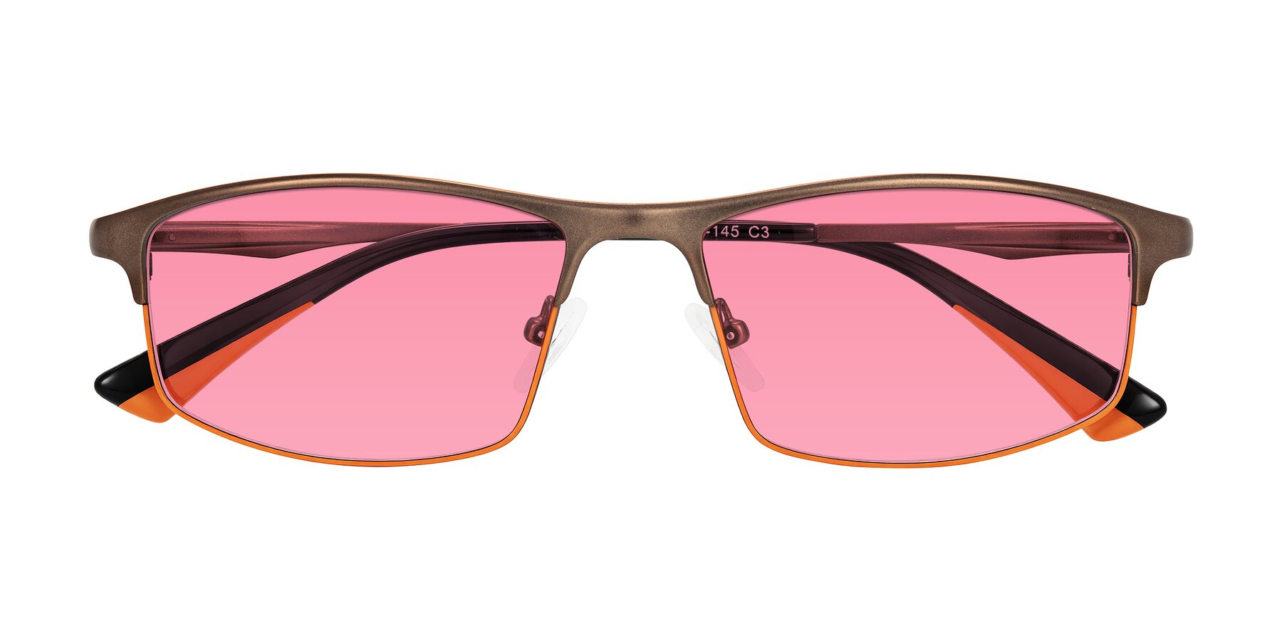 Folded Front of Monnow in Brown/Orange with Pink Tinted Lenses