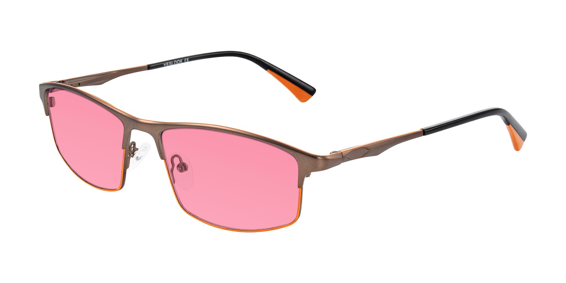 Angle of Monnow in Brown/Orange with Pink Tinted Lenses
