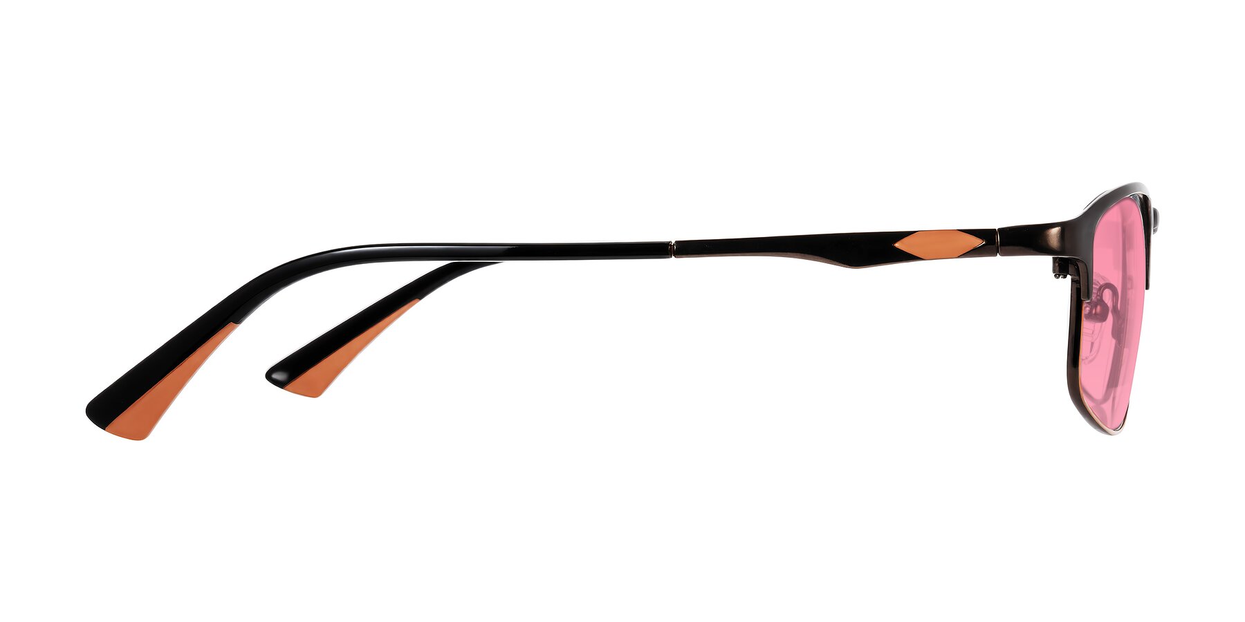 Side of Monnow in Brown/Orange with Pink Tinted Lenses