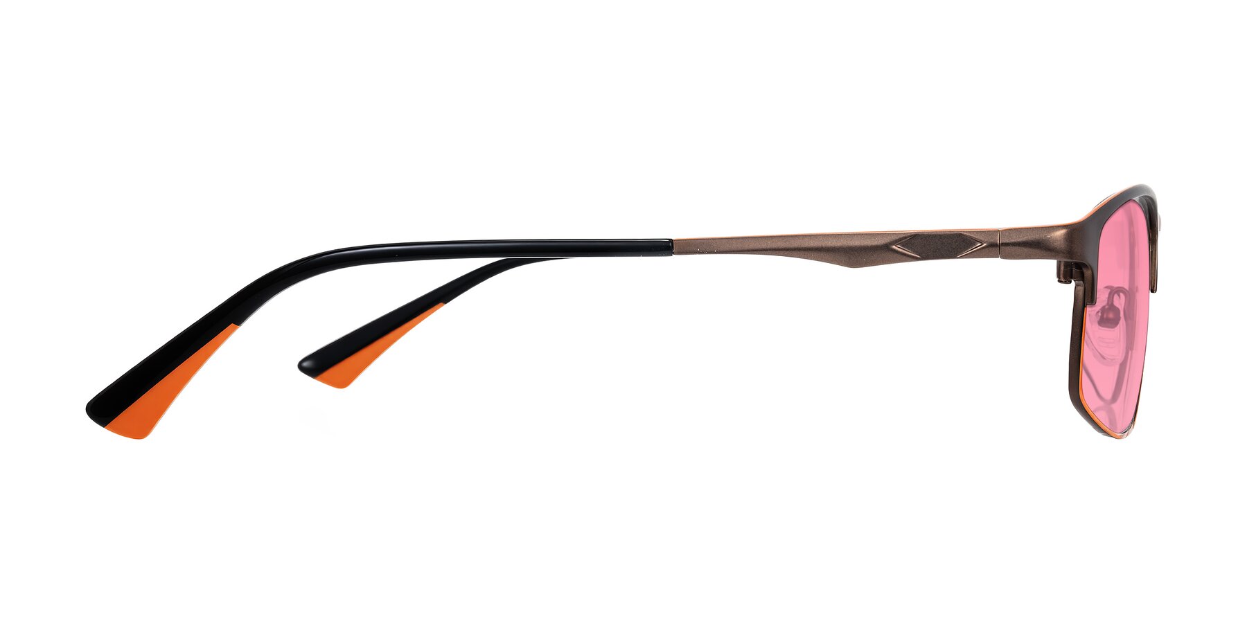 Side of Monnow in Brown/Orange with Pink Tinted Lenses