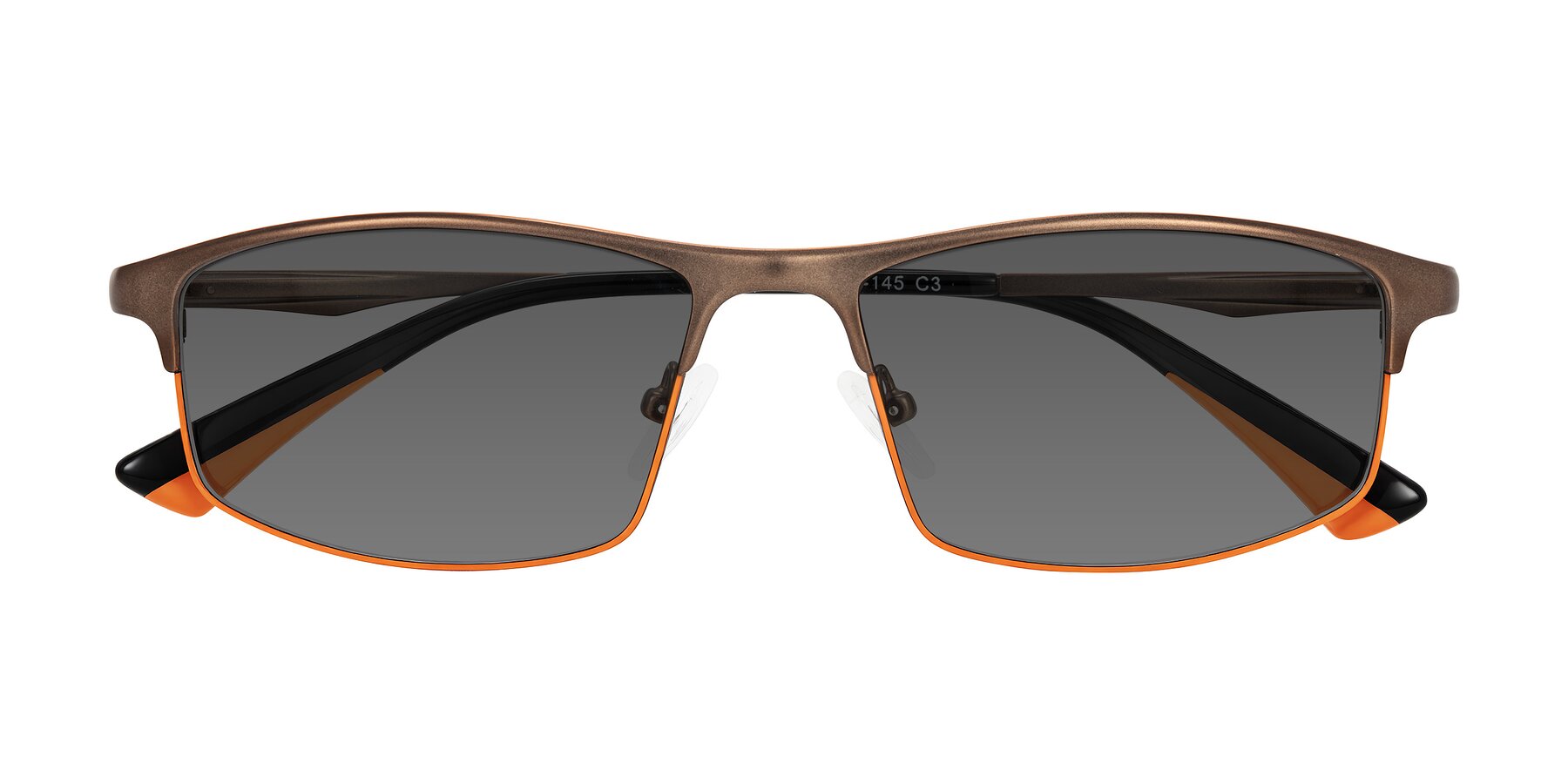 Folded Front of Monnow in Brown/Orange with Medium Gray Tinted Lenses