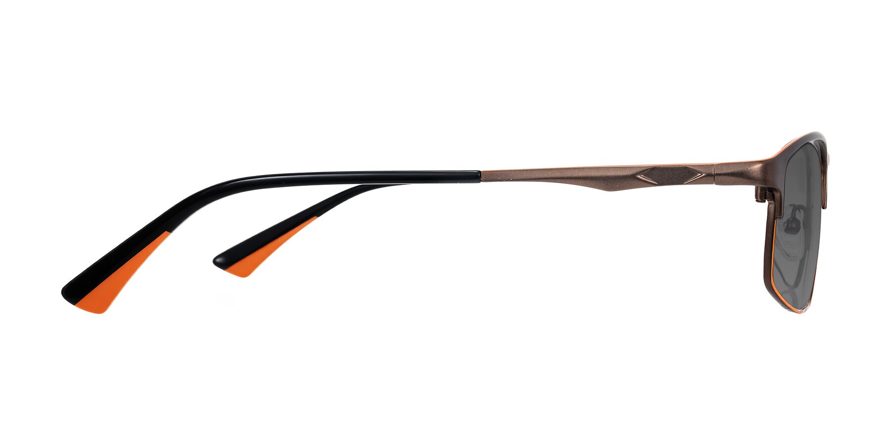 Side of Monnow in Brown/Orange with Medium Gray Tinted Lenses