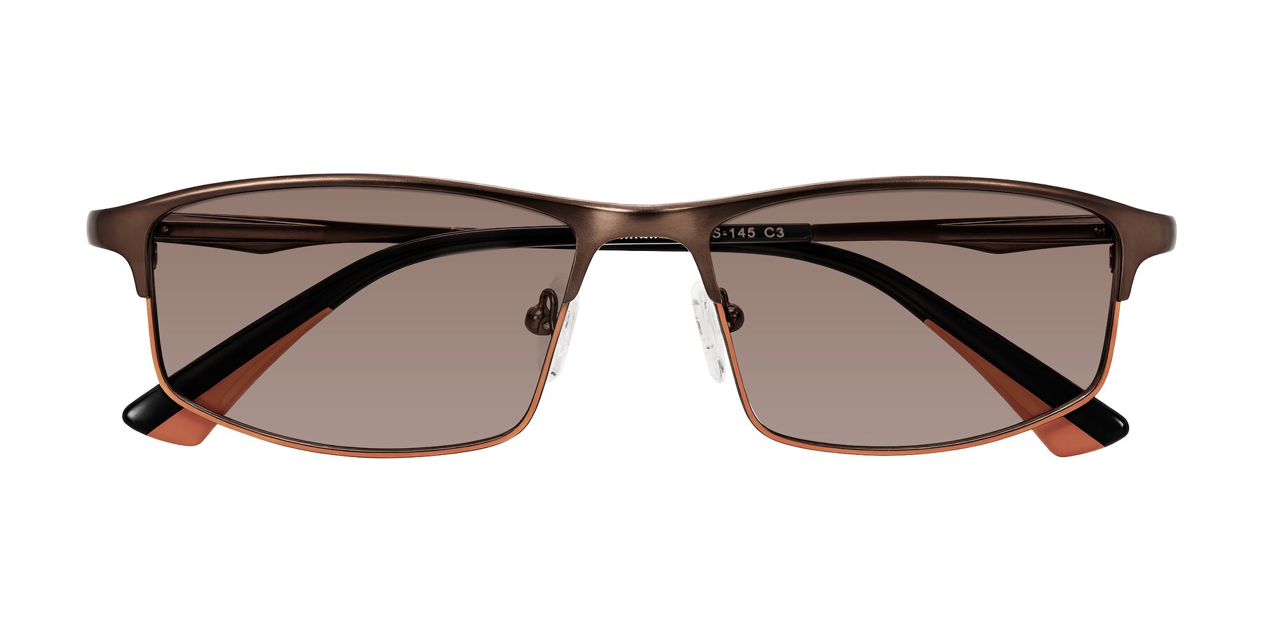 Folded Front of Monnow in Brown/Orange with Medium Brown Tinted Lenses