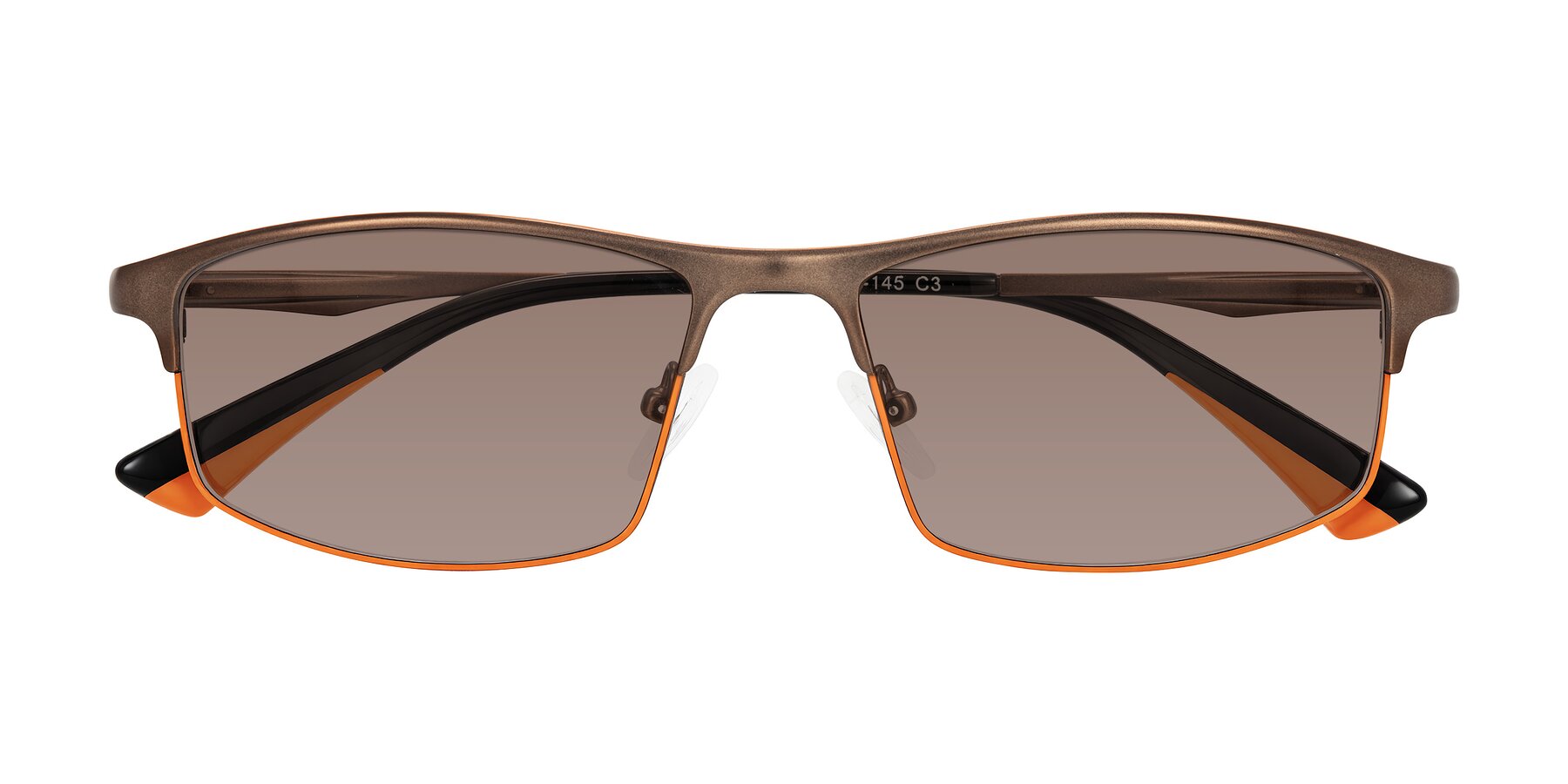 Folded Front of Monnow in Brown/Orange with Medium Brown Tinted Lenses