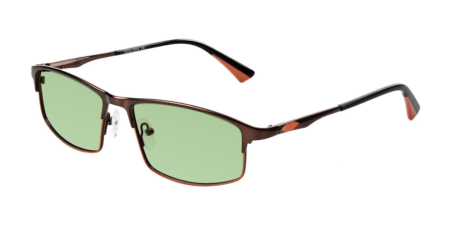 Angle of Monnow in Brown/Orange with Medium Green Tinted Lenses
