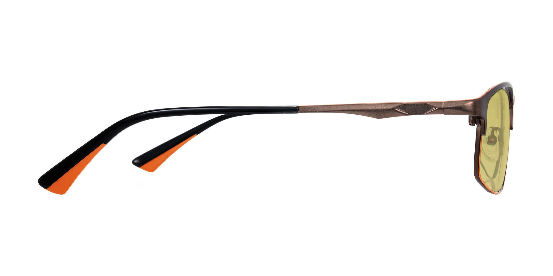 Side of Monnow in Brown/Orange with Medium Champagne Tinted Lenses
