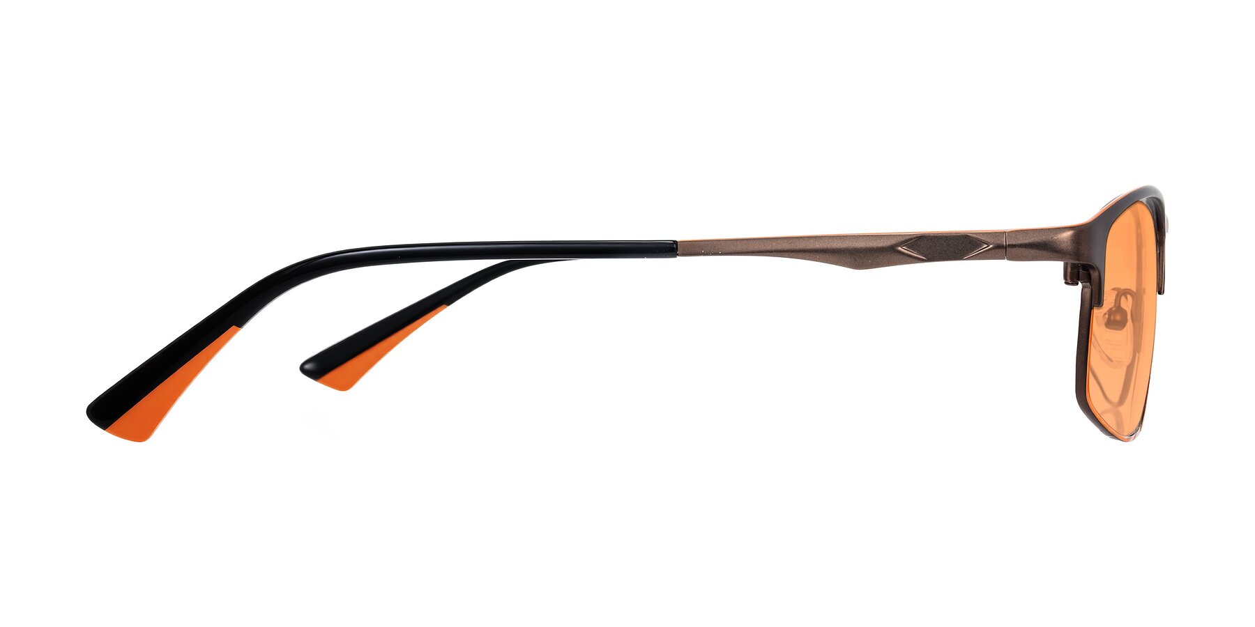 Side of Monnow in Brown/Orange with Medium Orange Tinted Lenses