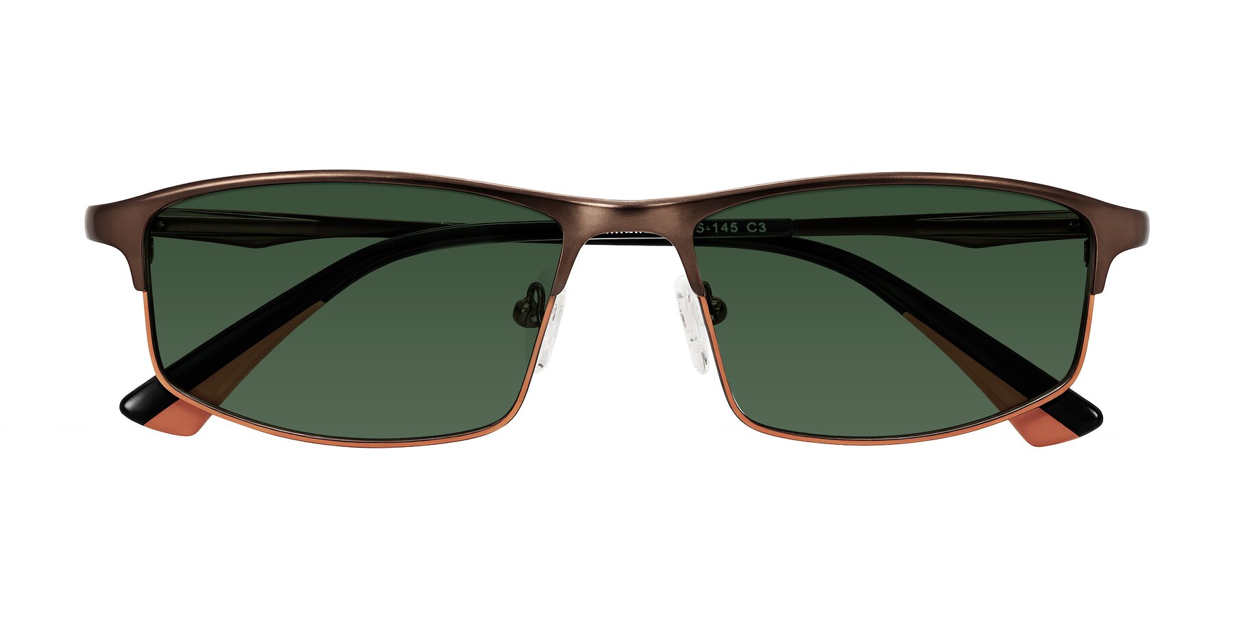 Folded Front of Monnow in Brown/Orange with Green Tinted Lenses