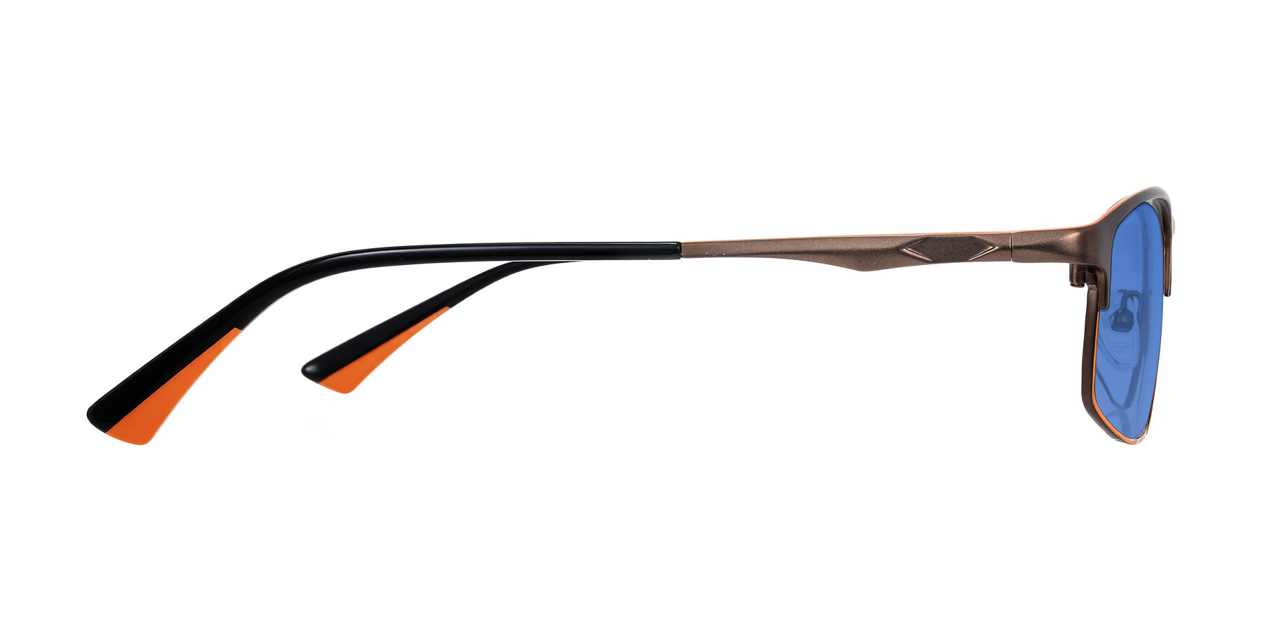 Side of Monnow in Brown/Orange with Blue Tinted Lenses